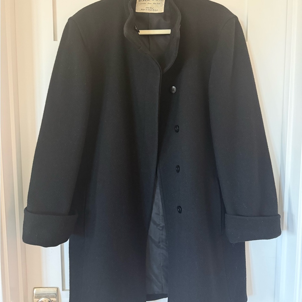 Jaeger Black Wool Coat 8 Made in Great Britain Minimalist - Picture 8 of 8